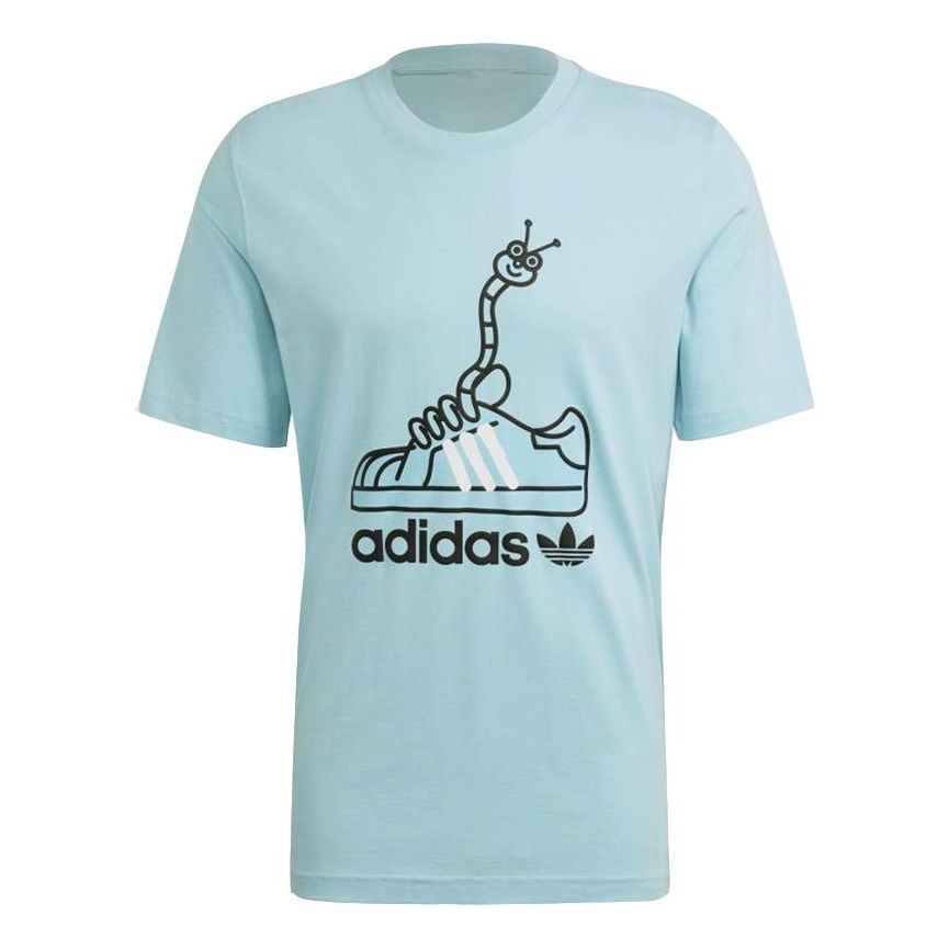 adidas originals Worm Tee Printing Sport Short Sleeve Men's Light Blue GN2156