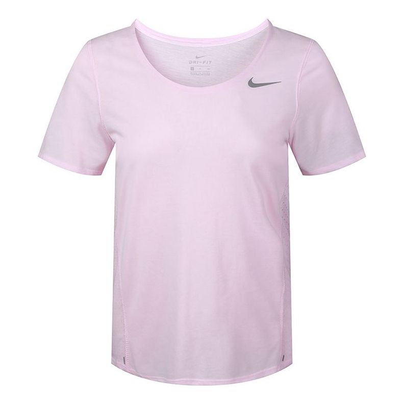 (WMNS) Nike City Sleek Dri-FIT Quick Dry Running Short Sleeve Pink T-Shirt CU3235-663