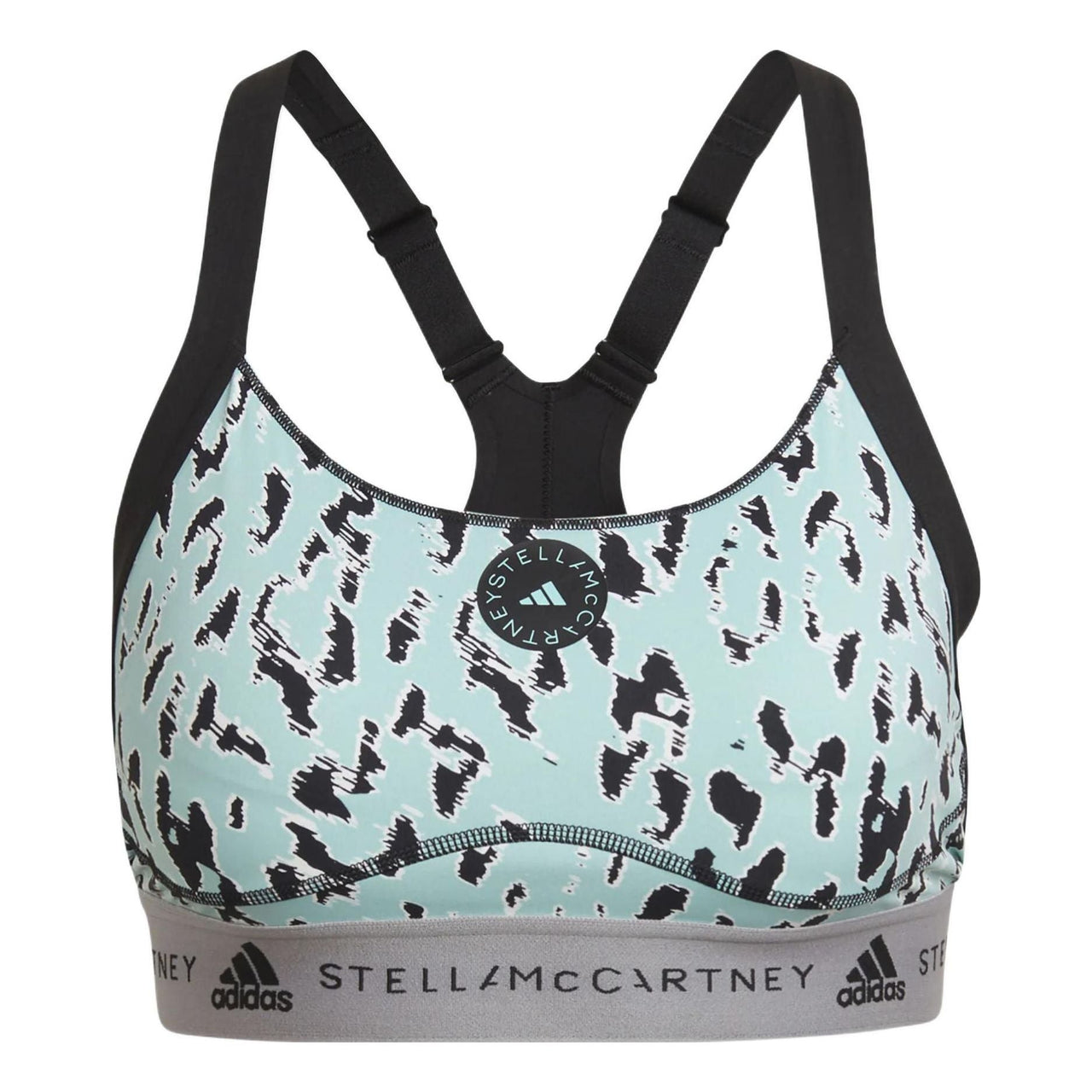 (WMNS) adidas by Stella McCartney TruePurpose Medium Support Printed Bra 'Teal Black' HB6069