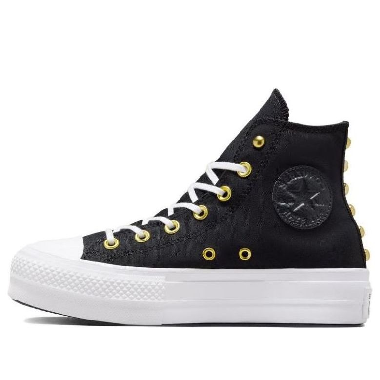 (WMNS) Converse Chuck Taylor All Star Lift Platform Star Studded 'Black White Gold' A05453C