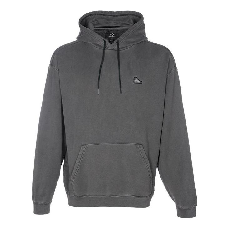 Converse Loose Fit Sneaker Patch Hoodie 'Black Grey' 10025537-A01
