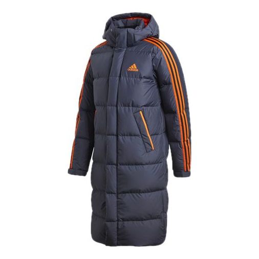 adidas 3st Long Coat Outdoor Sports Detachable hooded Down Jacket Blue GF0069
