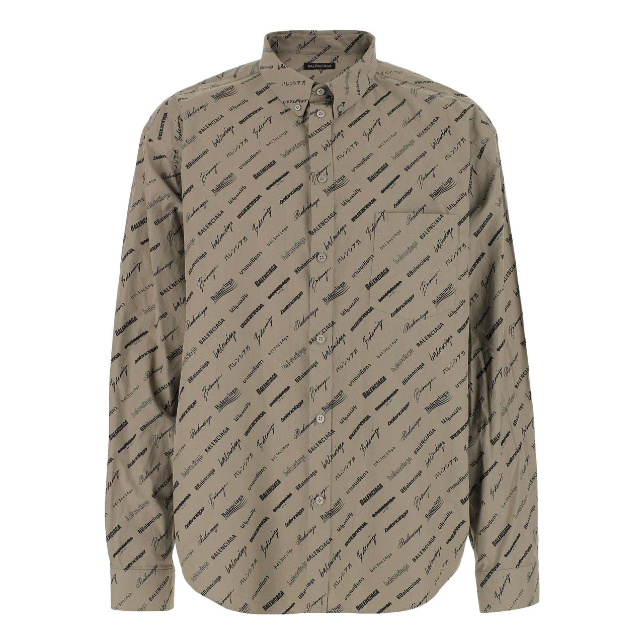 Balenciaga Logomania All Over Long Sleeve Shirt 'Beige' 662983TNLL19763