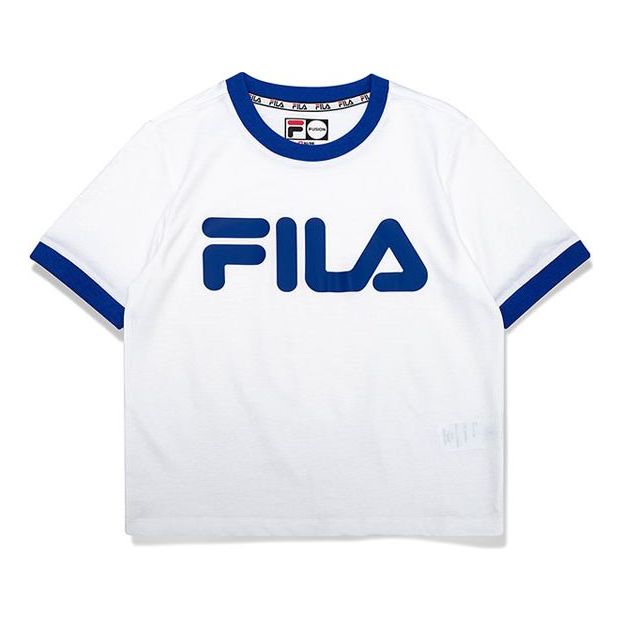 (WMNS) FILA FUSION Alphabet Large Logo Printing Cotton Short Sleeve White T11W022117F-WT