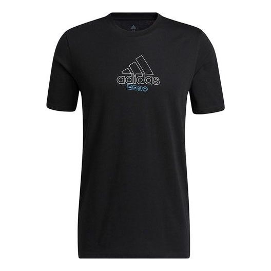 Men's adidas Alphabet Logo Printing Casual Sports Short Sleeve Black T-Shirt IB9424