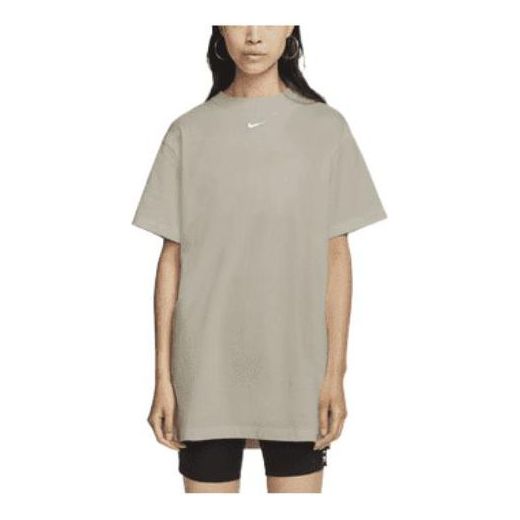 (WMNS) Nike Solid Color Shoulder Drop Breathable Short Sleeve A Gray Dress CJ2243-236