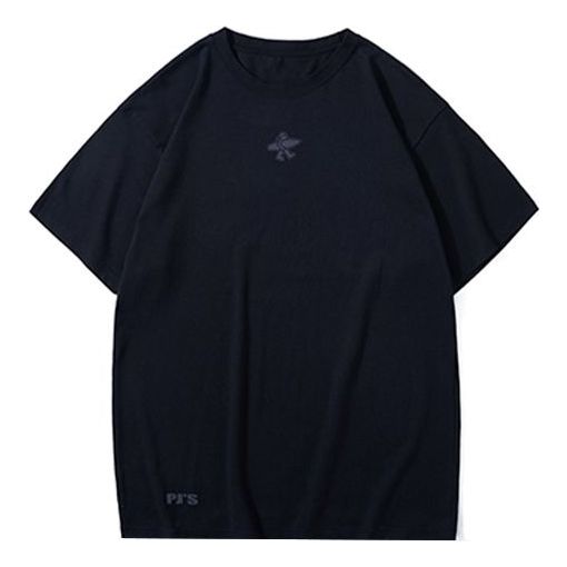 PJs Vigor Surf Laser Logo Pattern Cotton Loose Short Sleeve Couple Style Black 20SSTS1010-P