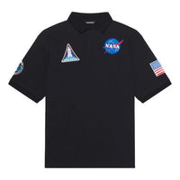 Men's Balenciaga x NASA Crossover FW21 Space Printing Cotton Solid Color Polo Shirt Black 662493TKVG11070