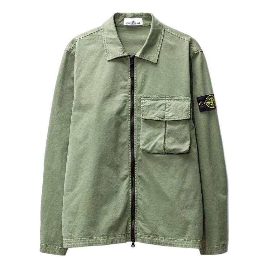 STONE ISLAND Compass-Patch Zipped Shirt Jacket 'Green' 781510304-V0155