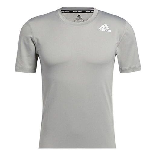 Men's adidas Solid Color Logo Printing Casual Round Neck Short Sleeve Gray T-Shirt H08819