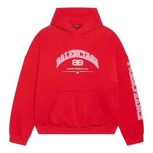 Balenciaga Maison Balenciaga Hoodie Wide Fit 'Red' 674986TLVJ26441