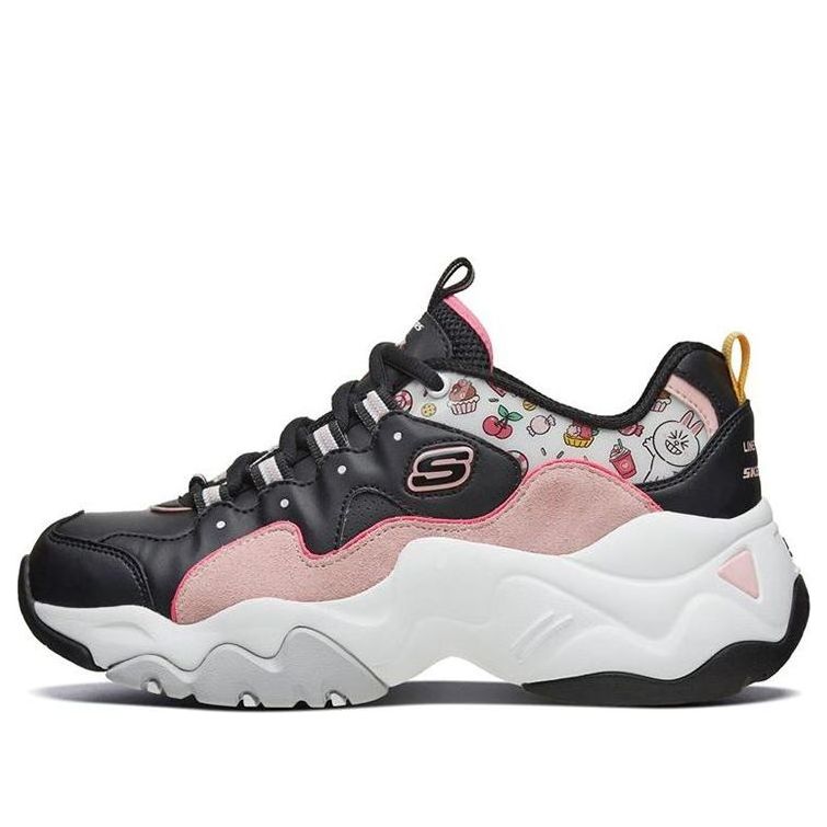 (WMNS) Skechers x Line Friends D'Lites 3.0 Low-top Clunky Shoes Black/Pink 66666255-BKPK