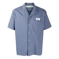 Off-White Logo Stripe Short Sleeve Shirt Version Blue OMGA151F20FAB0010900