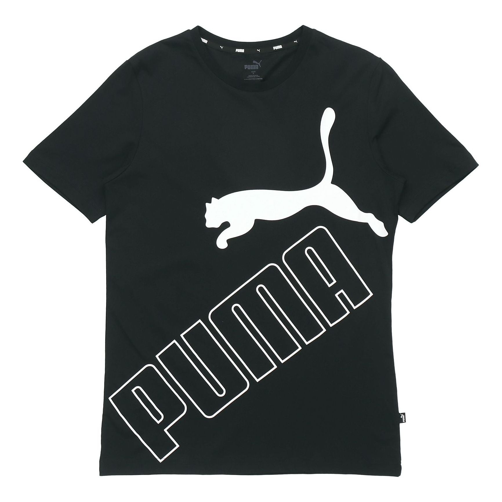 PUMA Big Logo Printed Short Sleeve TEE Black 586464-01