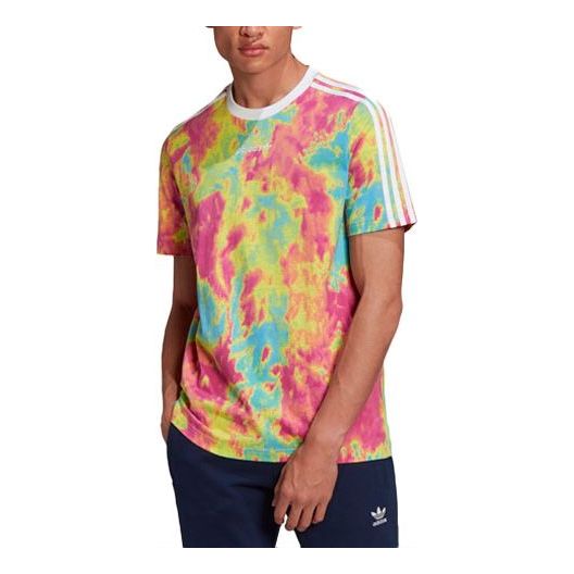 adidas originals Embroidered Logo Tie Dye Sports Round Neck Short Sleeve GN2105