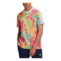 adidas originals Embroidered Logo Tie Dye Sports Round Neck Short Sleeve GN2105