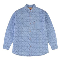 Men's Levis Heart Shape Pattern Full Print Long Sleeves Shirt Blue A0370-0000