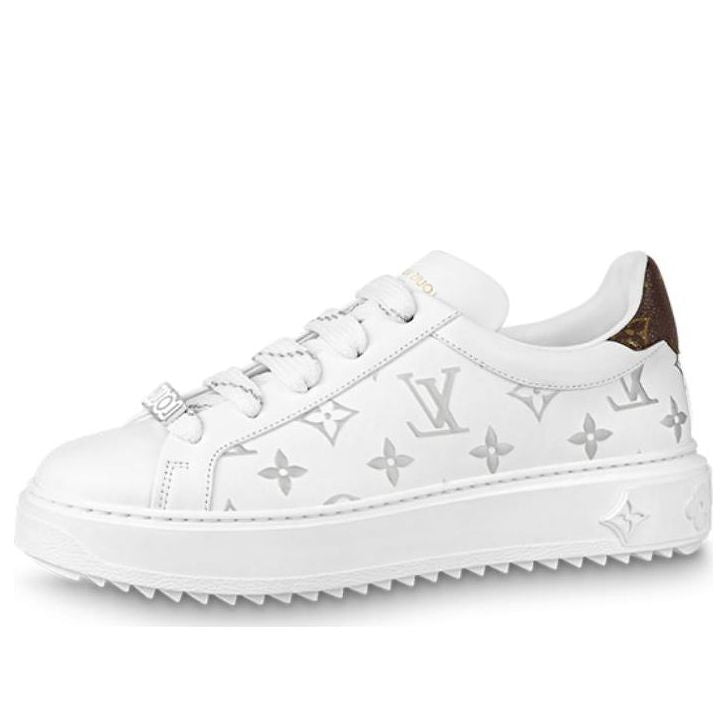 (WMNS) LOUIS VUITTON Time Out Sneakers 'White with Silver Monogram' 1AAJTY
