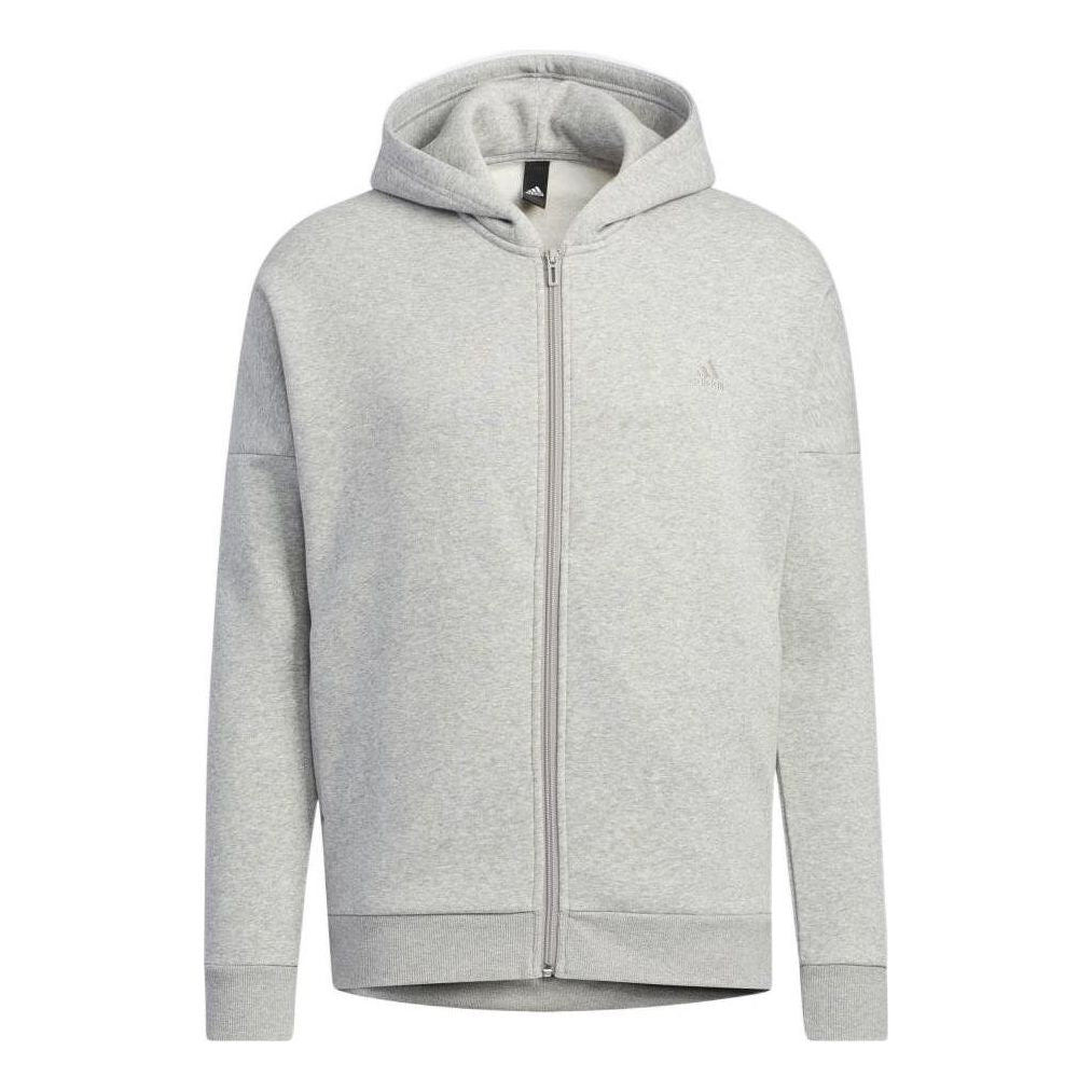 adidas Solid Color Minimalistic Alphabet Printing Zipper Cardigan Jacket Gray HM2683