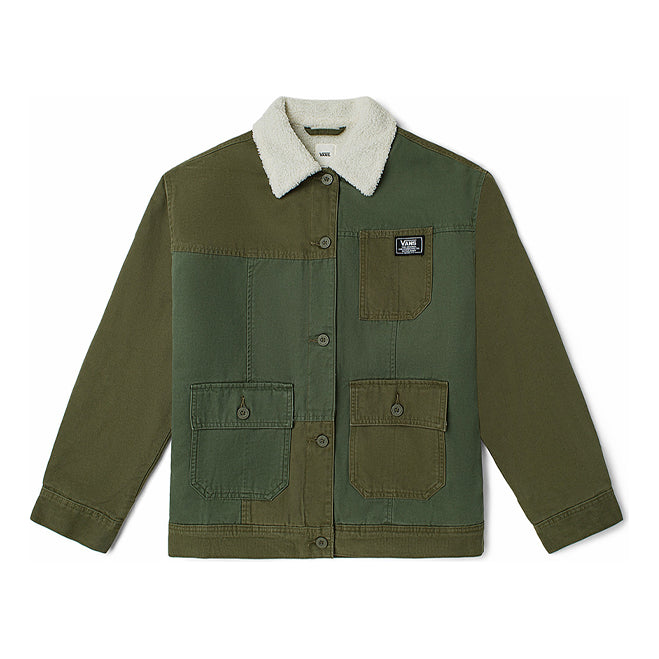 Vans Contrast Color Stitching lapel Cargo logo Jacket Couple Style Green VN0A5F6LKCZ