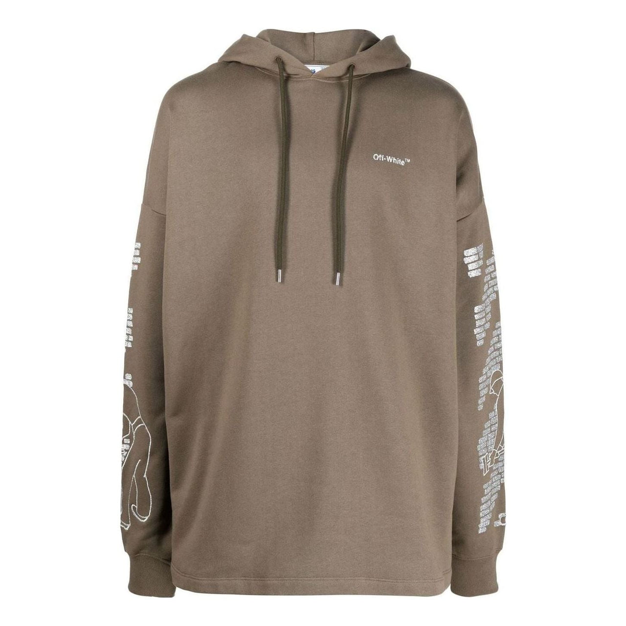 Men's Off-White FW22 Arrow Logo Printing Drawstring Loose Fit Khaki OMBB090F22FLE0055672
