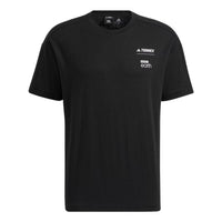 adidas FW22 Back Photo Printing Round Neck Short Sleeve Japanese Version Black T-Shirt HE5242