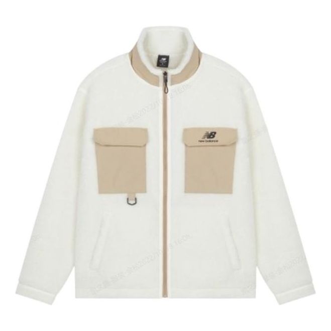 New Balance logo Sportswear Cotton Coat 'White Beige' AMJ23358-CIC