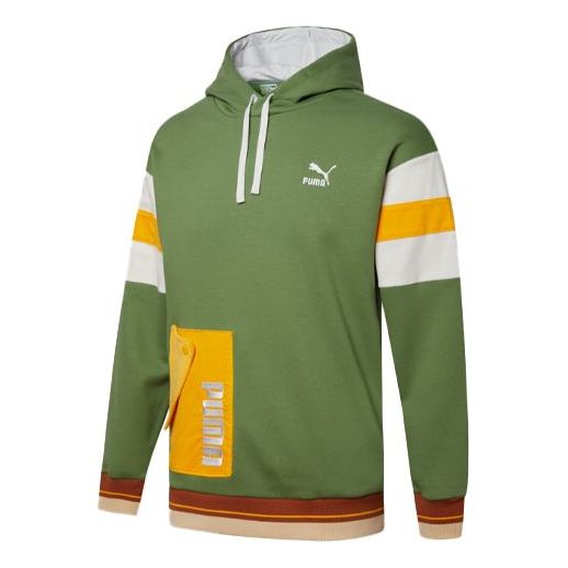 PUMA Retro Embroidered Logo Contrasting Colors Sports Dark Green 534679-67