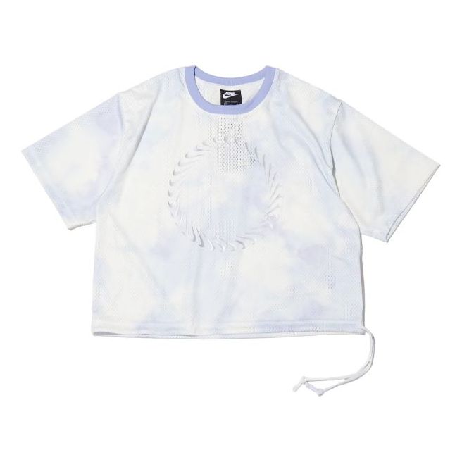 (WMNS) Nike Sportswear Icon Clash Tie Dye Printing Mesh Breathable Round Neck Short Sleeve Light Purple T-Shirt CZ9325-569