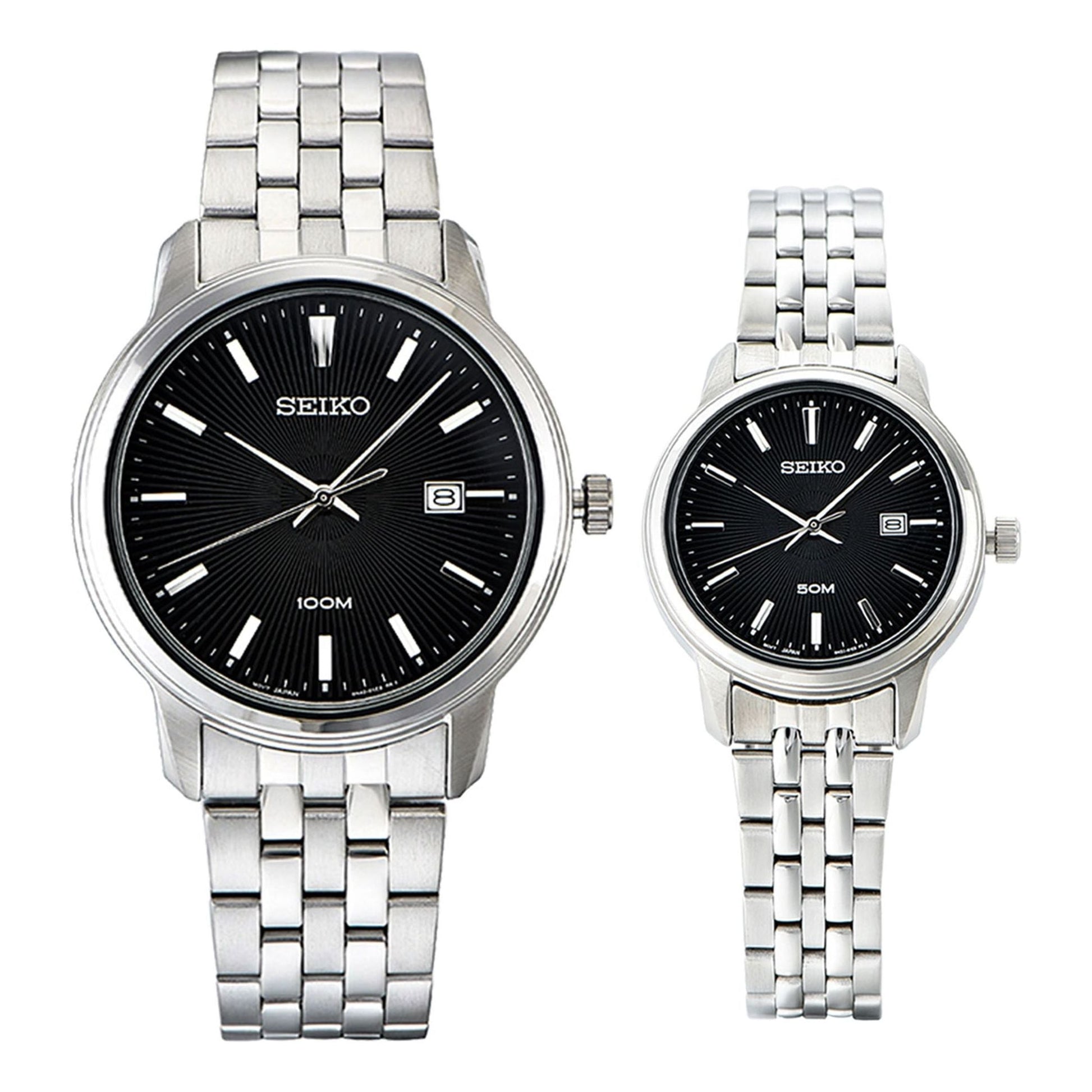 SEIKO Classic Retro Steel strip quartz Black SUR261P1+SUR663P1