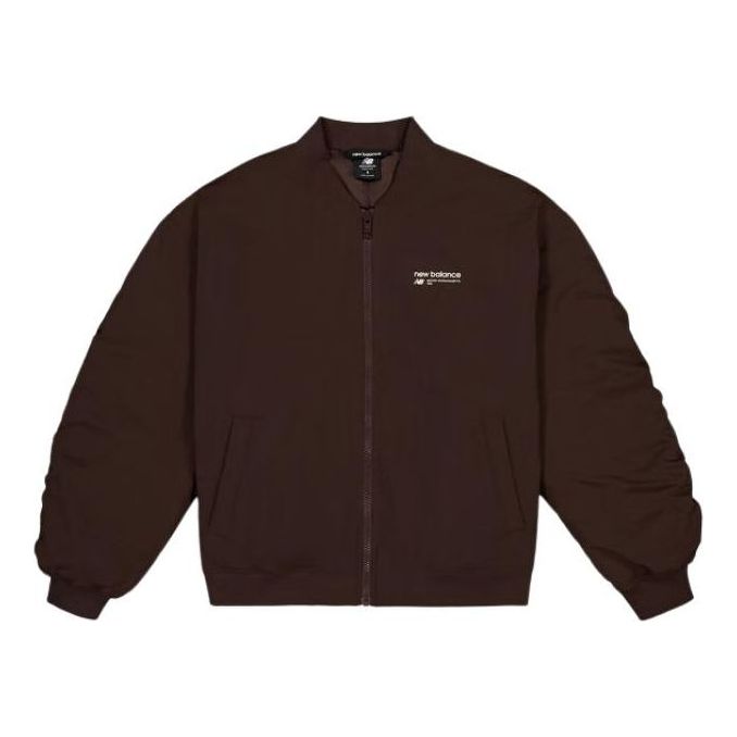 (WMNS) New Balance Linear Heritage Woven Bomber Jacket 'Black Coffee' WJ33507-KCF