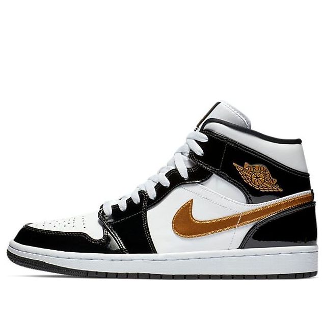 Air Jordan 1 Mid Patent 'Black Gold' 852542-007