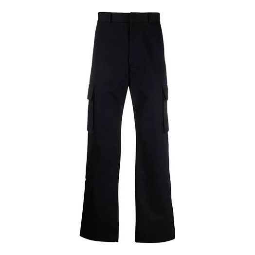 Men's Off-White FW21 Solid Color Cargo Casual Long Pants/Trousers Loose Fit Black OMCF029F21FAB0011000