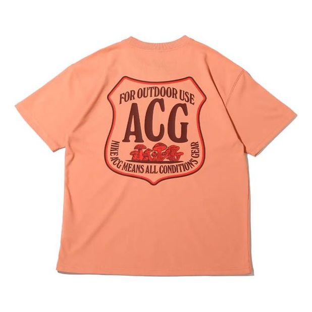 Men's Nike ACG Minimalistic Alphabet Logo Printing Casual Round Neck Short Sleeve Pink T-Shirt DR7758-824