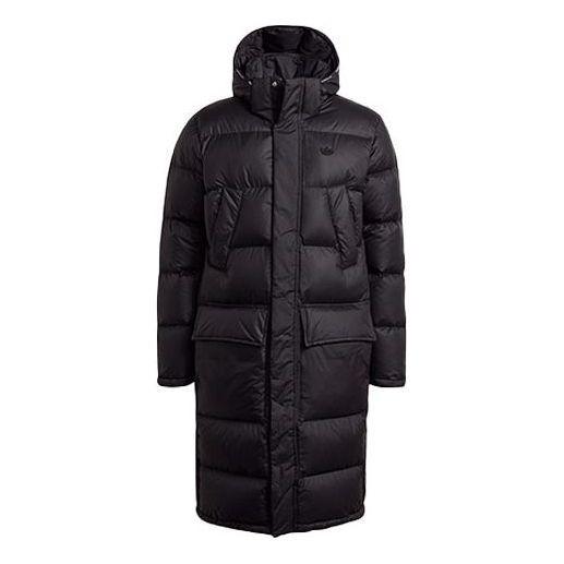 adidas originals Long Dwn Jkt Casual Sports Stay Warm hooded down Jacket Black GE1335