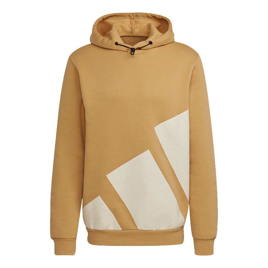 Men's adidas Logo Hood Contrasting Colors Large Logo Sports Pullover Orange HI1181