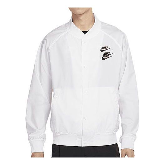 Nike Alphabet Logo Printing Woven Casual Jacket White DA0648-100