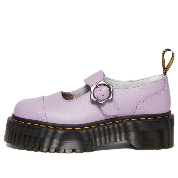 (WMNS) Dr. Martens Addina Flower Buckle Leather Platform Shoes 'Lilac' 30805308