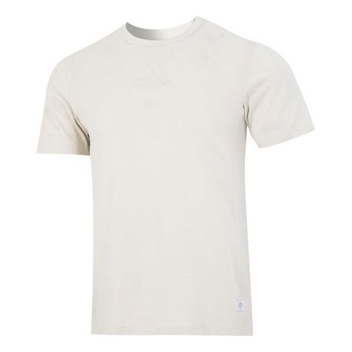 Men's adidas Solid Color Logo Athleisure Casual Sports Round Neck Short Sleeve White T-Shirt HU1511