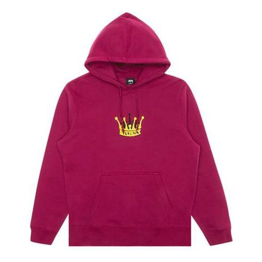 Stussy Chenille Crown Applique Sweatshirt Classic Fleece Lined Unisex Red 118352