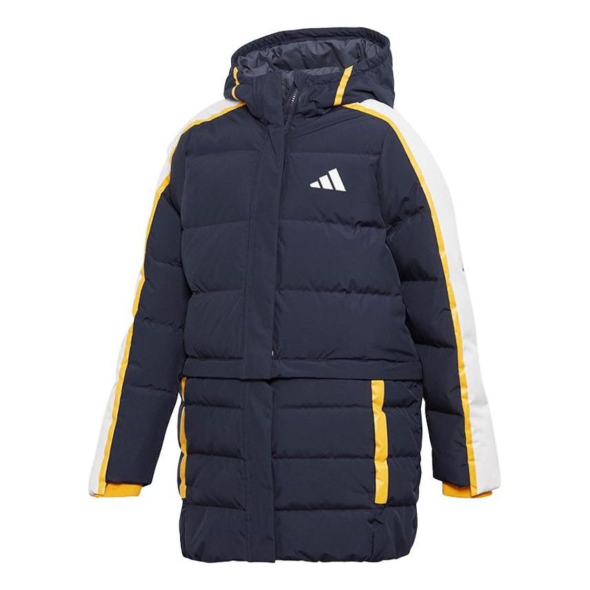 (GS) adidas Sportswear Fit Outdoor Hooded Puffer Jacket Asia Sizing 'Black Yellow' GG3703