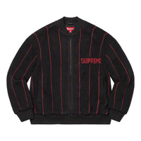 Supreme SS23 Week11 Pinstripe Varsity Zip Up Jacket 'Black' SUP-SS23-204