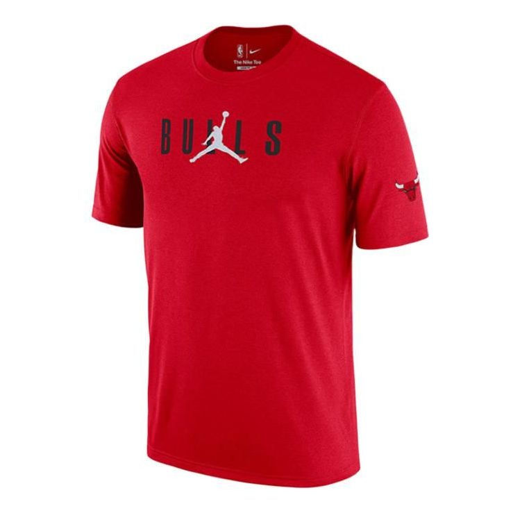 Men's Jordan Chicago Bulls Logo Alphabet Printing Pattern Sports Short Sleeve Red T-Shirt DA6507-657