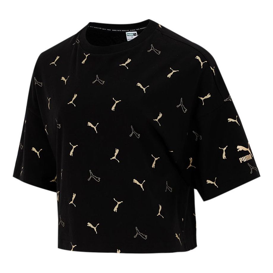 (WMNS) PUMA Sports Loose Breathable Casual Short Sleeve Black 533152-51