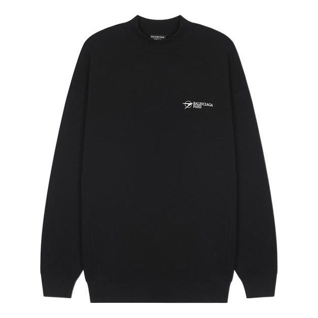 Balenciaga Embroidered Logo Sweater Medium Fit 'Black' 652981TKV871070