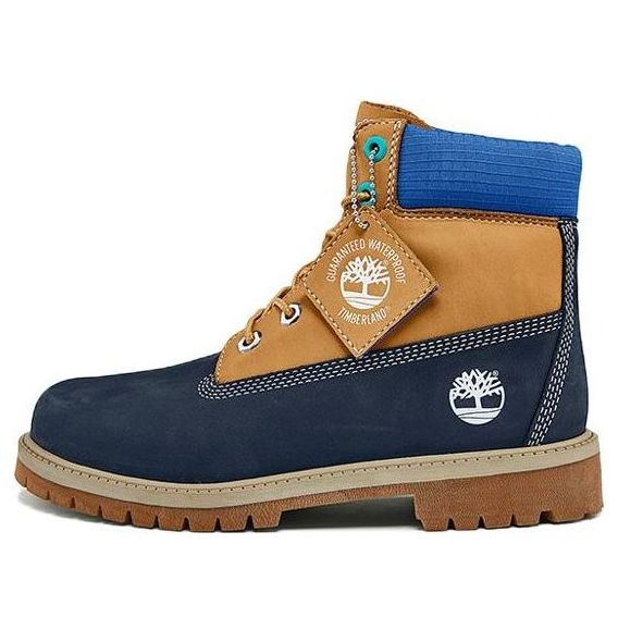 (GS) Timberland Premium 6 Inch Waterproof Boots 'Wheat Blue Navy' A2F3U