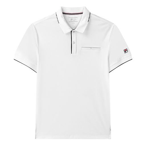 FILA Black Colorblock Logo Short Sleeve polo White F11M121120F-WT