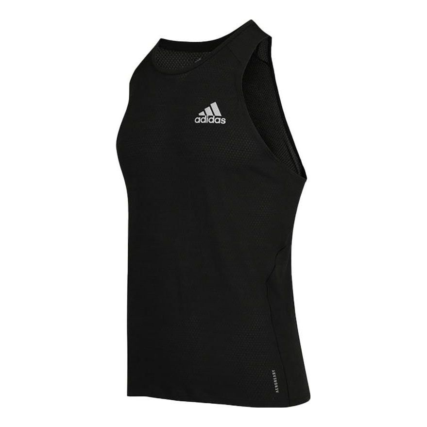 Men's adidas Alphabet Logo Round Neck Sports Vest Black GN2164
