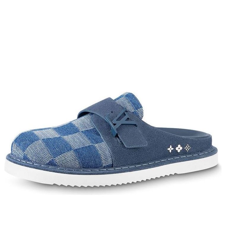LOUIS VUITTON Easy Mules 'Blue Denim Plaid' 1AA0BX