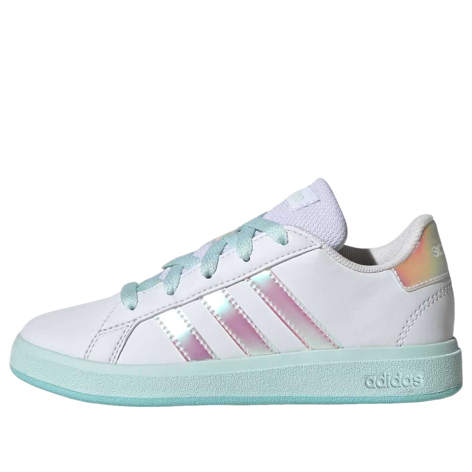 (GS) Grand Court Lifestyle Lace Tennis Shoes 'Cloud White Flash Aqua Halo Mint' JR6097